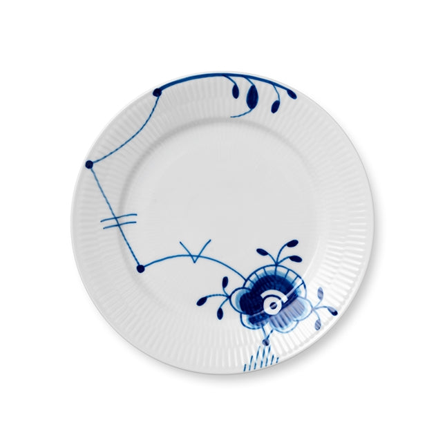 Blå Mega riflet tallerken, deko 6 - 22 cm.